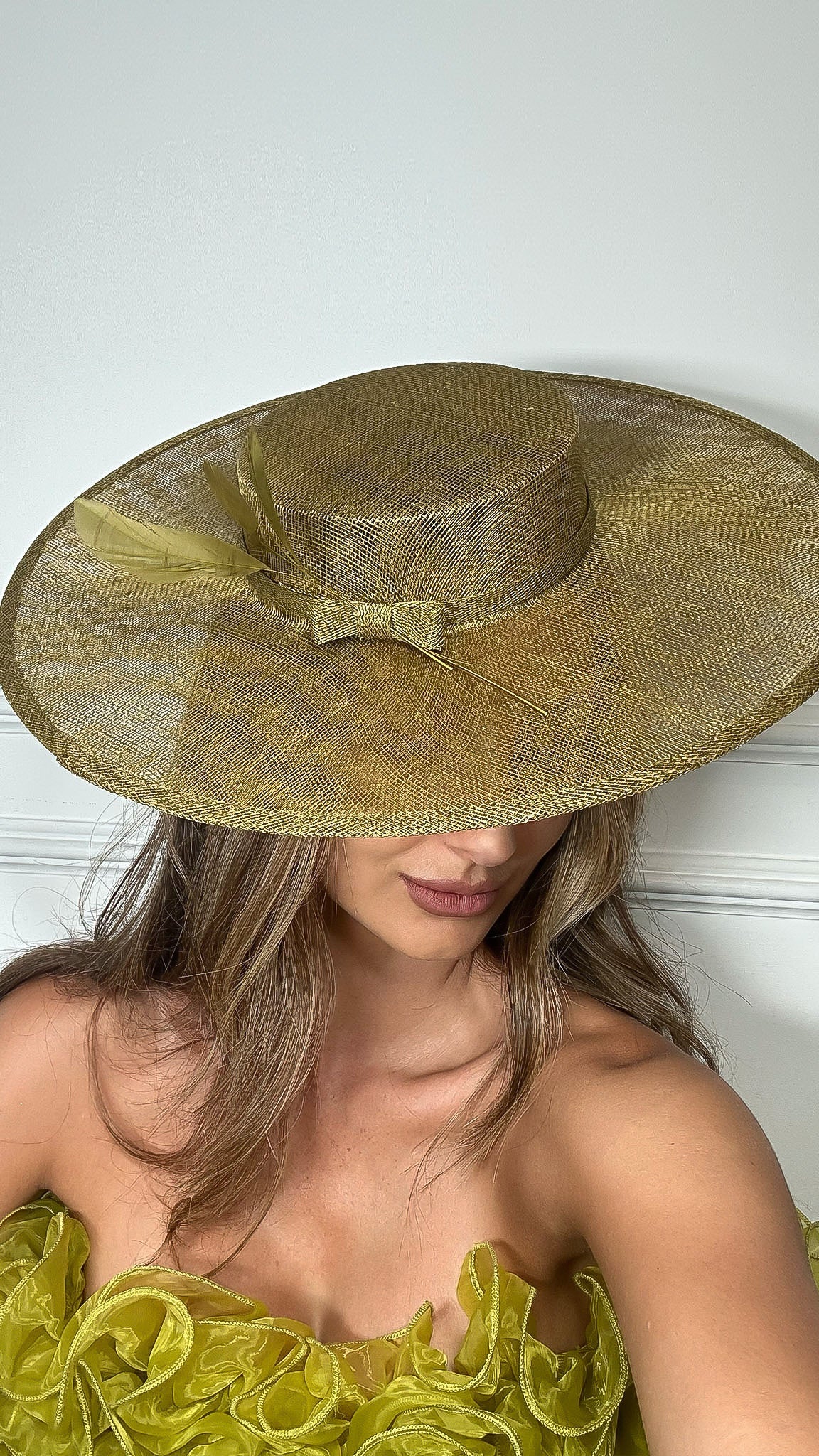 British Heritage Boater Fascinator Hat – Chartreuse