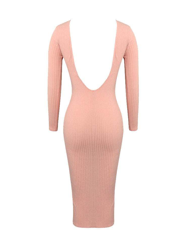 PINKA ROSE KNITTED  LOW BACK MIDI DRESS