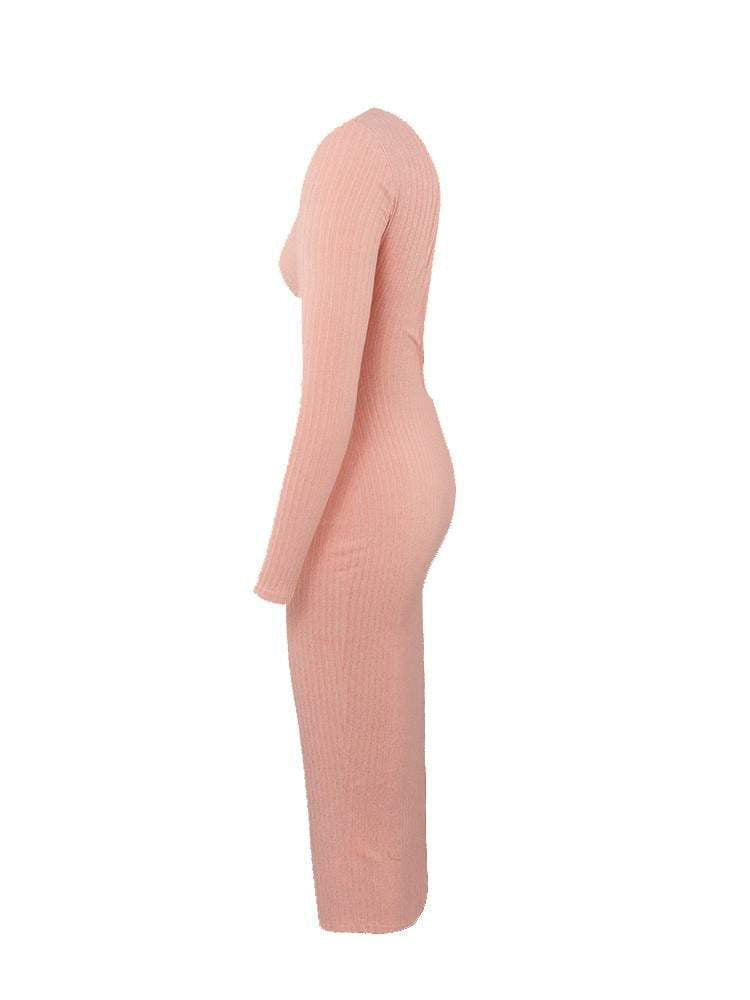 PINKA ROSE KNITTED  LOW BACK MIDI DRESS