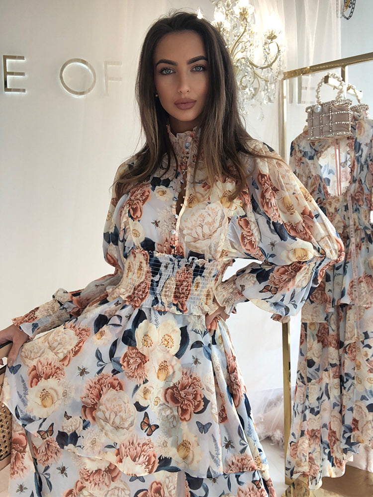 Maggiore Floral, sun dresses, day dresses, floral maxi print dresses, brunch dresses, best boho maxi dresses online uk, revolve floral print dresses, lavish Alice, revolve, Zara floral dresses, summer day dresses