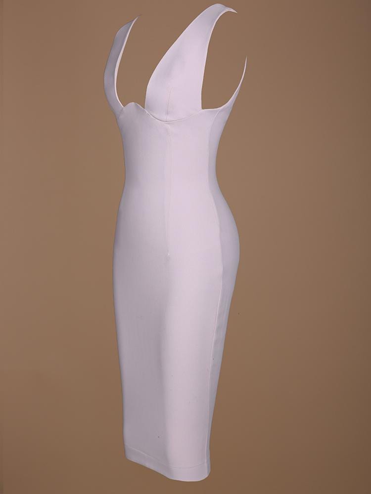 LAKETA PALE BLUSH DECOLETTE SPANISH POLYESTER DRESS - HOUSE OF MAGUIE     