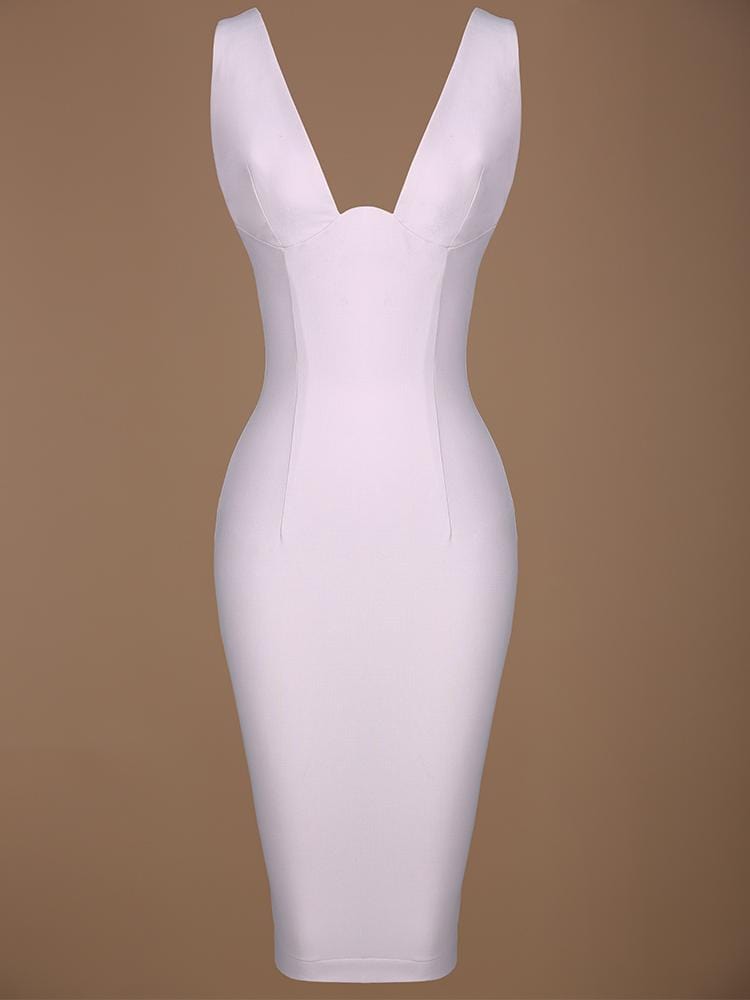 LAKETA PALE BLUSH DECOLETTE SPANISH POLYESTER DRESS - HOUSE OF MAGUIE     