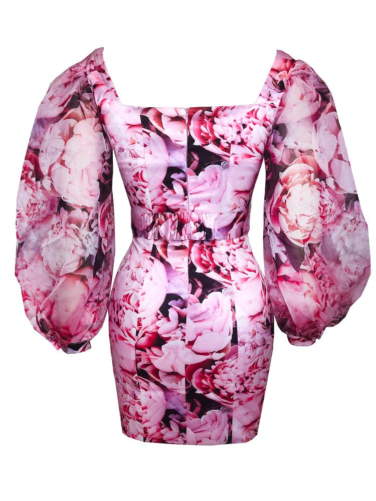 Pink dress, summer dress, body con dress, holiday dresses, event dresses, peonies print, peonies dress, rose print dress, flower dress, floral dresses, floral dresses asos, floral dresses Zara, belted dresses, fuchsia dress, long sleeve dress, cocktail dress, summer dress sale, trend 2021, trendy, floral, pink, hot pink, classy, cute, wedding summer, wedding guests, with sleeves, chic, summer occasion dress, best summer dress, floral print,aesthetic, outfit black girl, black girl summer, babygirl, fancy,