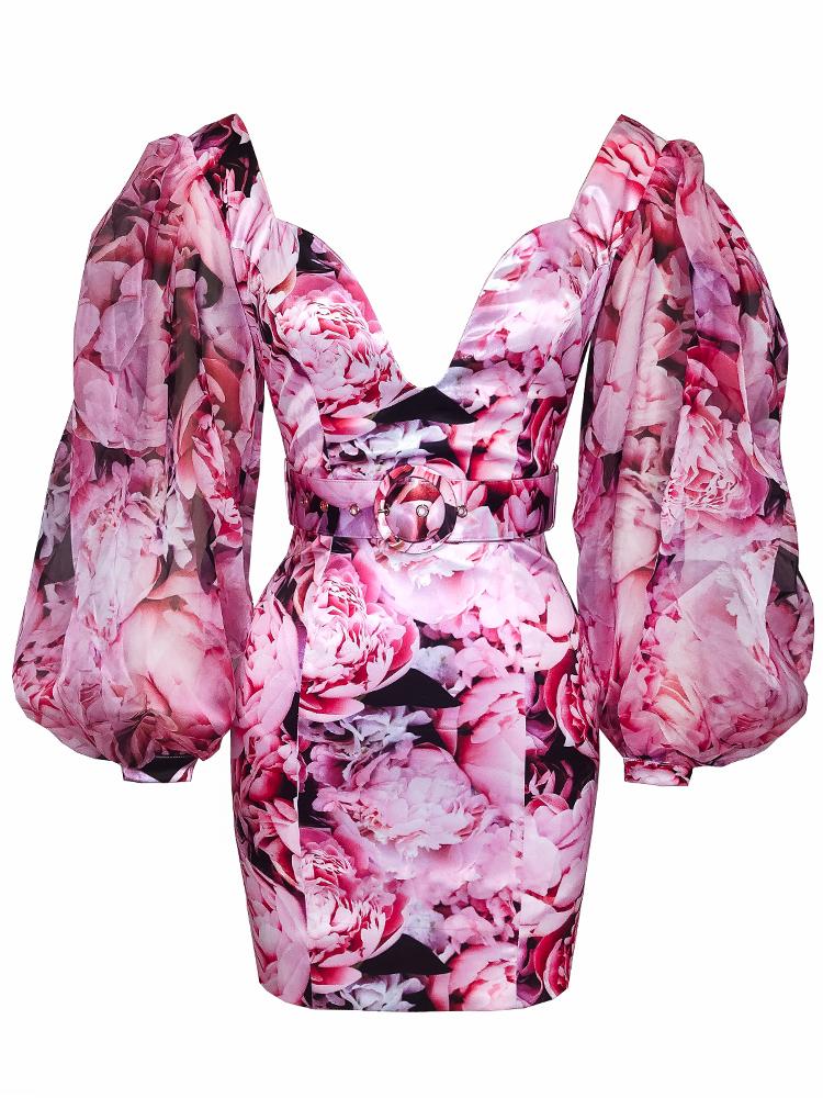 Pink dress, summer dress, body con dress, holiday dresses, event dresses, peonies print, peonies dress, rose print dress, flower dress, floral dresses, floral dresses asos, floral dresses Zara, belted dresses, fuchsia dress, long sleeve dress, cocktail dress, summer dress sale, trend 2021, trendy, floral, pink, hot pink, classy, cute, wedding summer, wedding guests, with sleeves, chic, summer occasion dress, best summer dress, floral print,aesthetic, outfit black girl, black girl summer, babygirl, fancy,